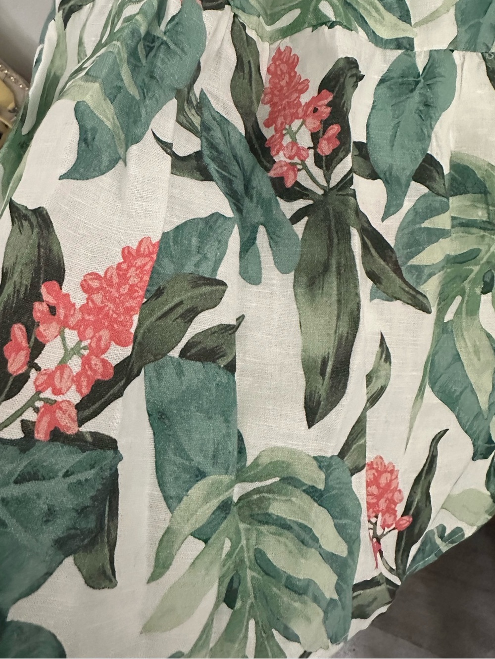 New J. McLaughlin Cunningham Green Tropical-Print V-Neck Maxi Dress Ruffle Hem L - Picture 7 of 9